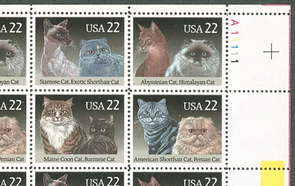 US #2372-5 22¢ Cats, complete sheet of 40, og, NH, VF, Brookman